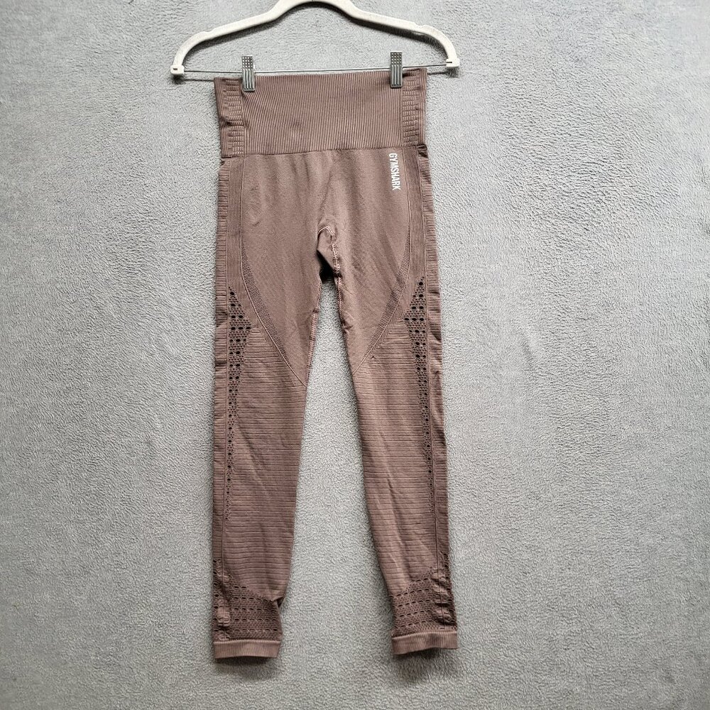Gymshark Women Activewear Pants Small Brown‎ Leggings Logo Yoga